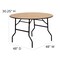 Emma and Oliver 4-Foot Round Wood Folding Banquet Table with Clear Coated Finished Top